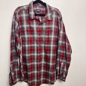 Patagonia Red and Gray Plaid Button Down Shirt
